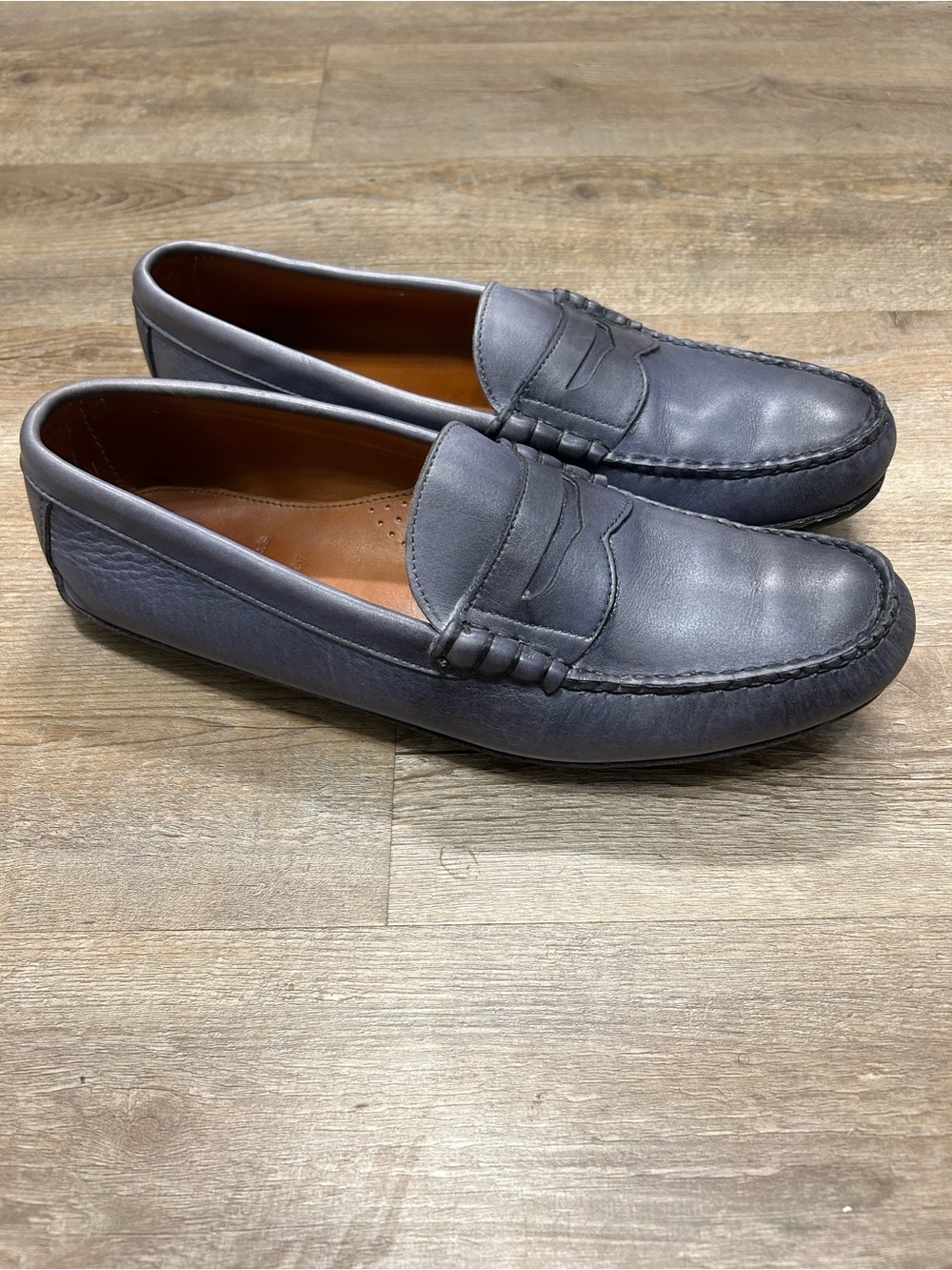 Allen Edmonds Siesta Key Men's Sz 10.5 D Blue Gray Driving Leather Penny Loafers